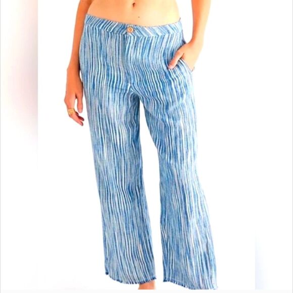 Free People Pants 4 Raw Hem Wide Leg Marta Yarn Dye Trousers - Picture 1 of 10